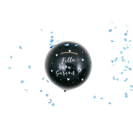 Ballon confetti "Fille ou Garçon ?" - Bleu