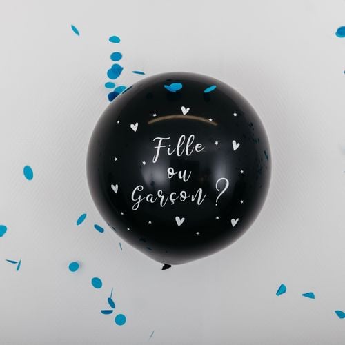 Ballon confetti "Fille ou Garçon ?" - Bleu