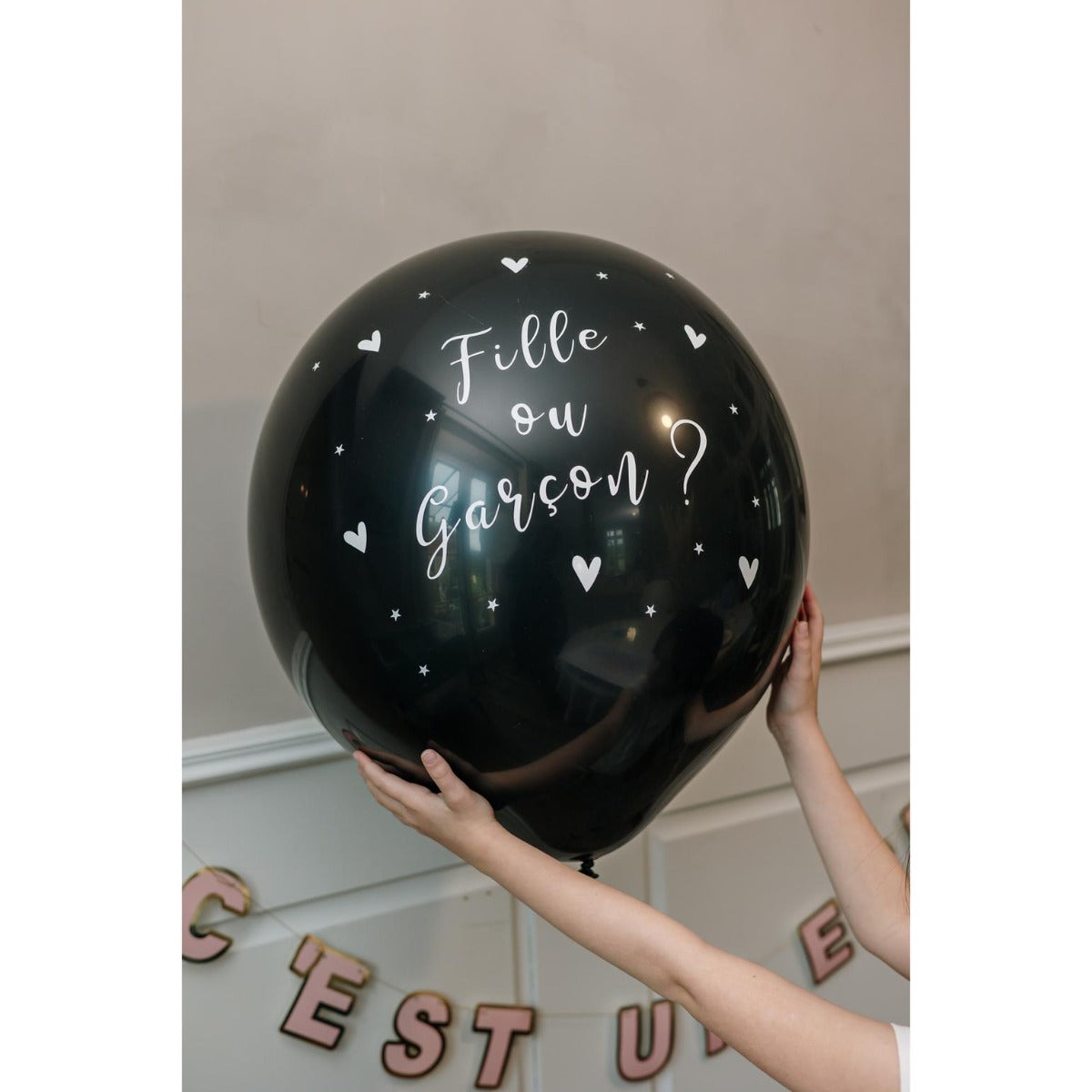 Ballon confetti "Fille ou Garçon ?" - Bleu