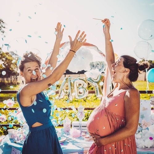 Ballon confetti "Fille ou Garçon ?" - Bleu