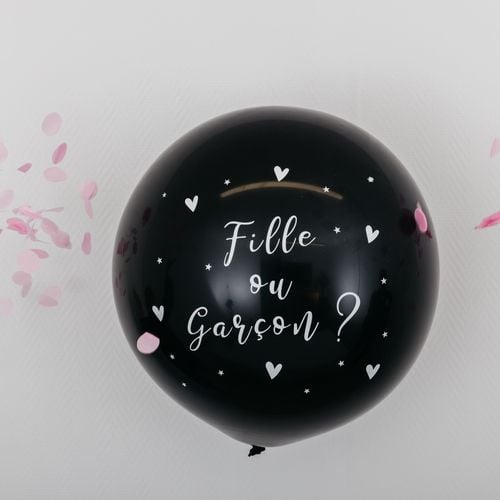 Ballon confetti "Fille ou Garçon ?" - Rose