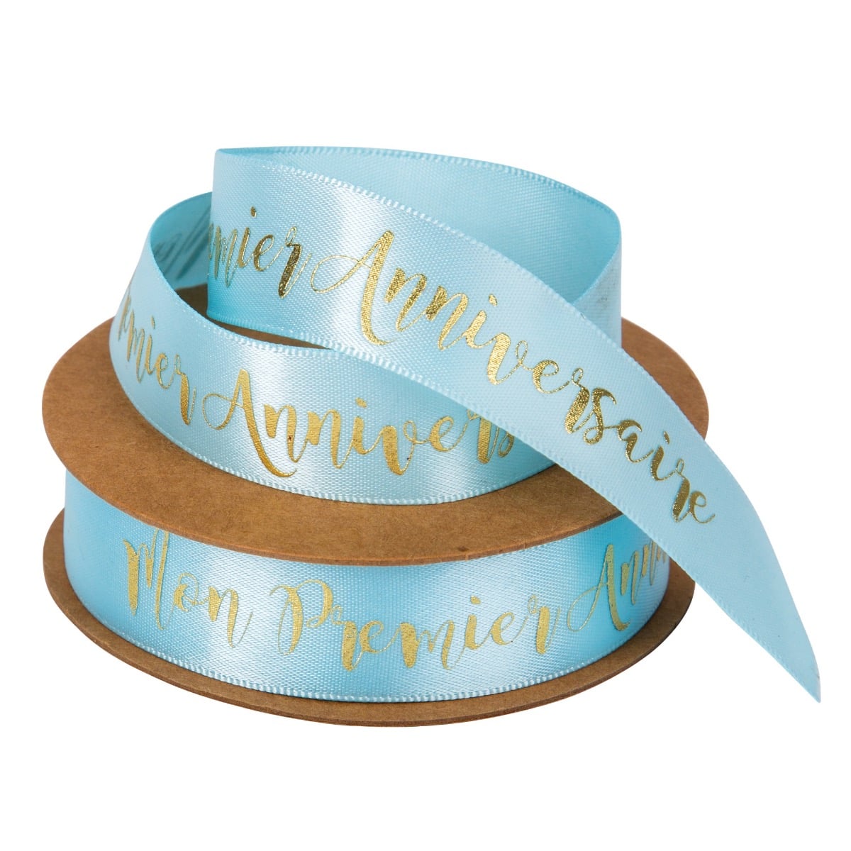 Ruban satin bleu 1er Anniversaire (10m)