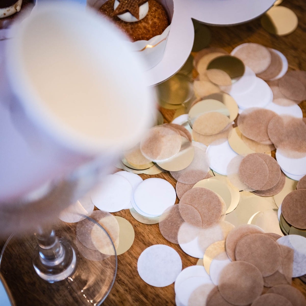 Confettis Rond - Kraft Blanc Or 3cm
