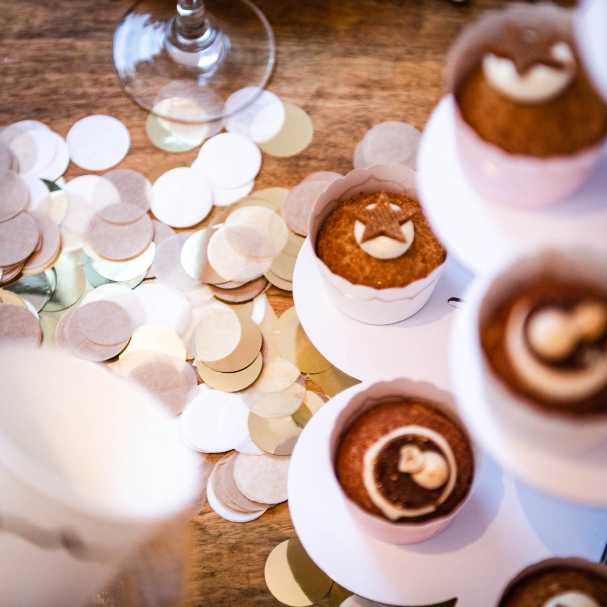 Confettis Rond - Kraft Blanc Or 3cm