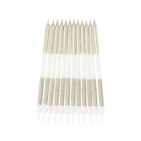 12 Bougies Or et Paillettes - 12,5cm