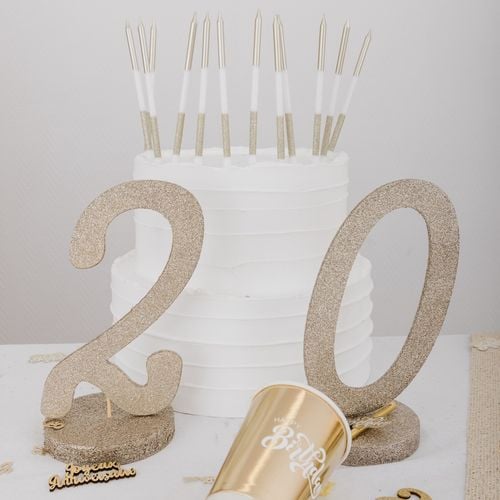12 Bougies Or et Paillettes - 12,5cm