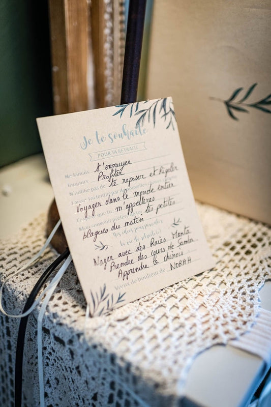 Cartes de souhaits retraite Feuilles olivier et Or (8pcs)