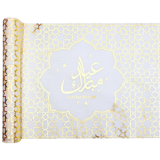 Chemin de table Eid Mubarak doré