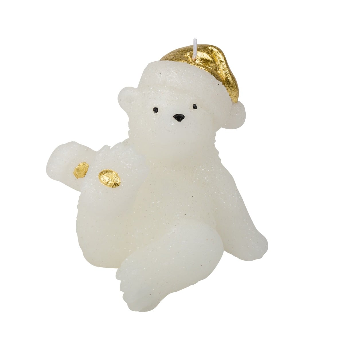 Bougie Ourson avec son bonnet doré (10cm)