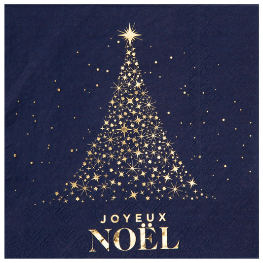 Serviettes - Noel Scintillant Bleu marine