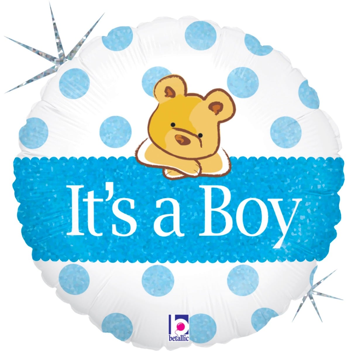 Ballon alu rond - It's a Boy avec ourson (46cm)