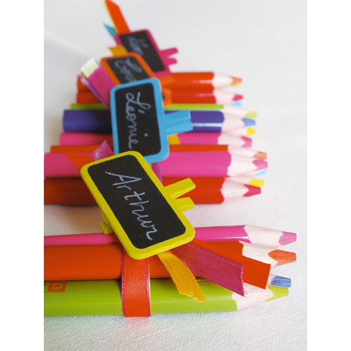 Ardoise Ecole sur pince - Blanc (4pcs)