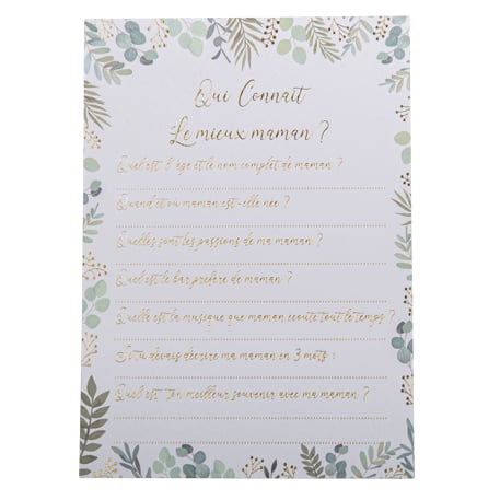 Cartes jeu Qui connaît mieux maman (10pcs)