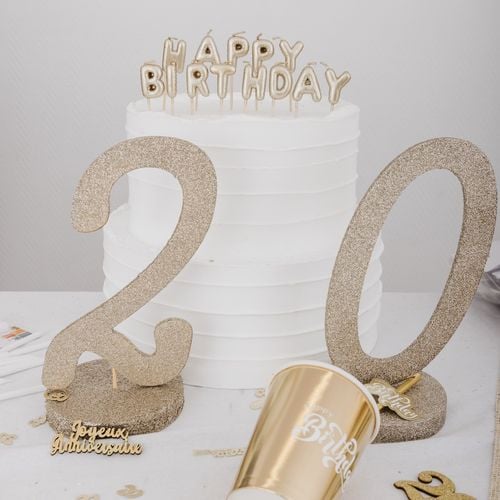 Bougies Happy Birthday - Ballons dorés