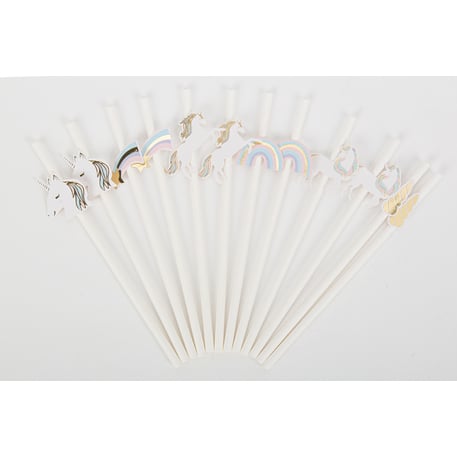 Pailles Licorne pastel (12pcs)
