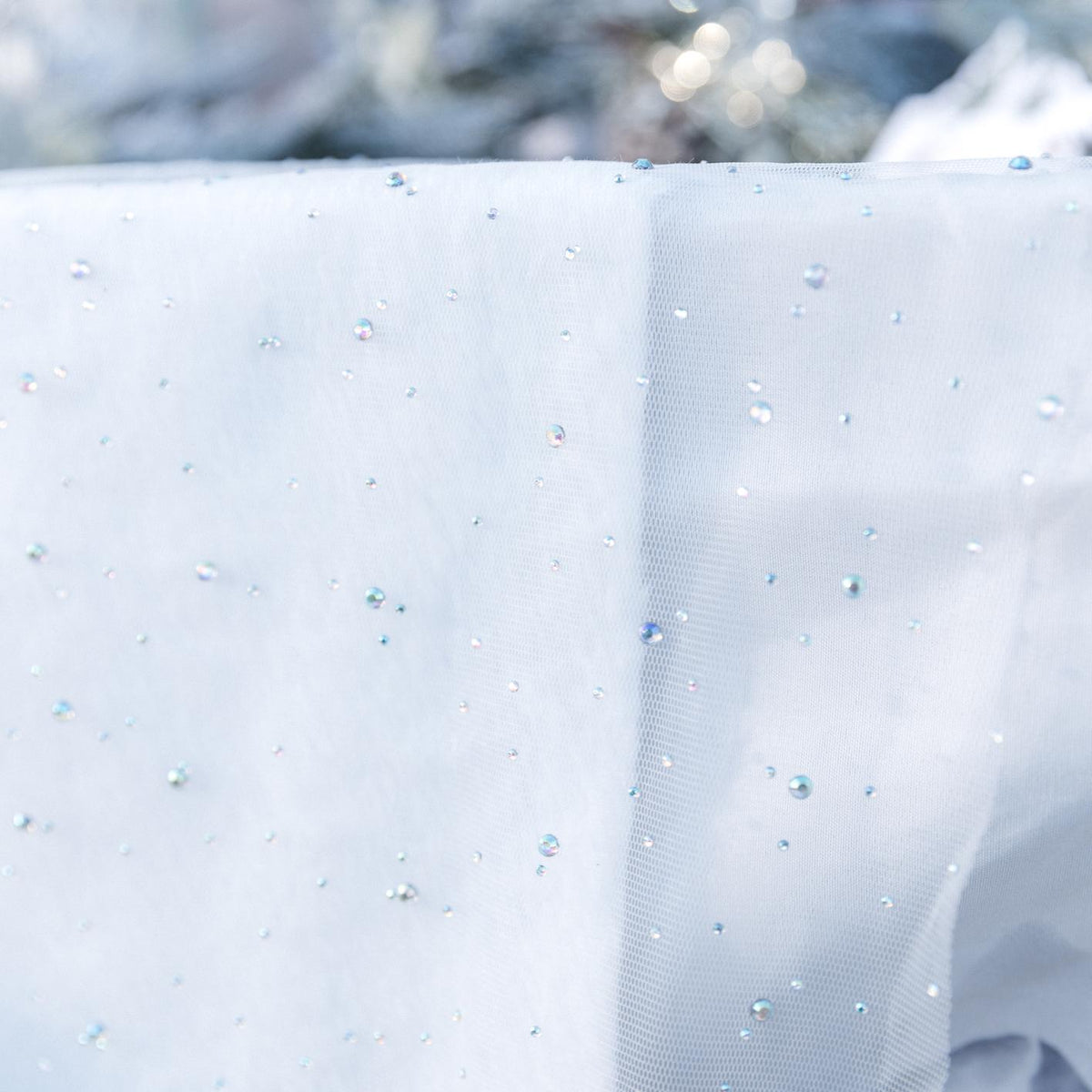 Chemin de table Strass Organza Blanc Irisé (28cm x 3m)