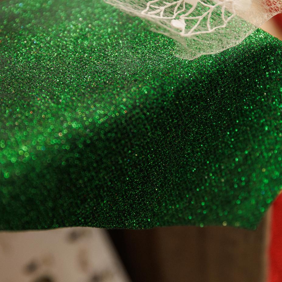 Chemin de table Losanges velours et paillettes - Vert (3m)