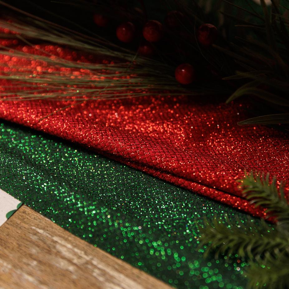 Chemin de table Losanges velours et paillettes - Vert (3m)