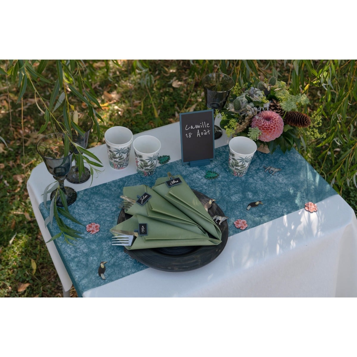 Chemin de table Fanon - Turquoise