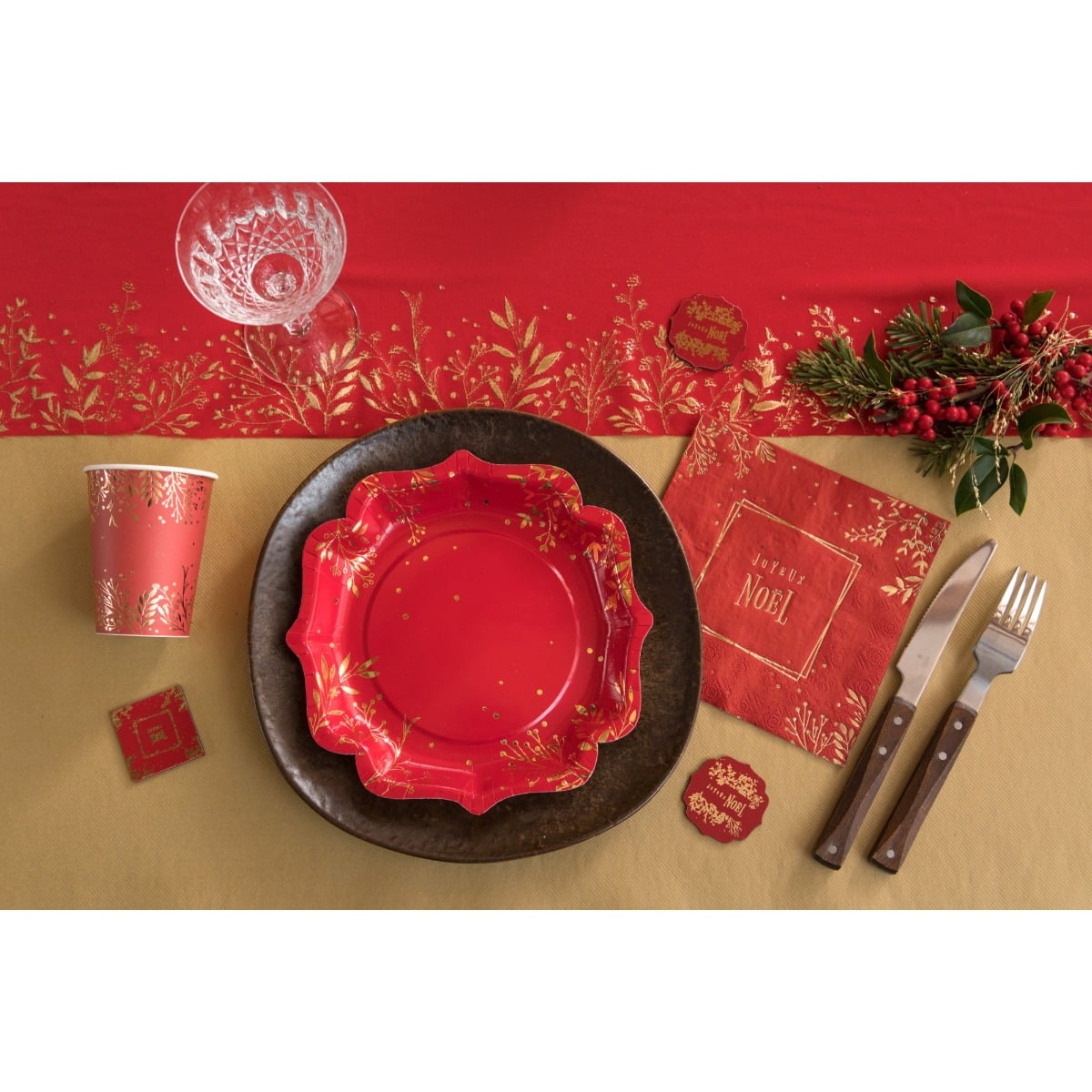 Gobelets - Feuilles d'hiver Rouge (10pcs)