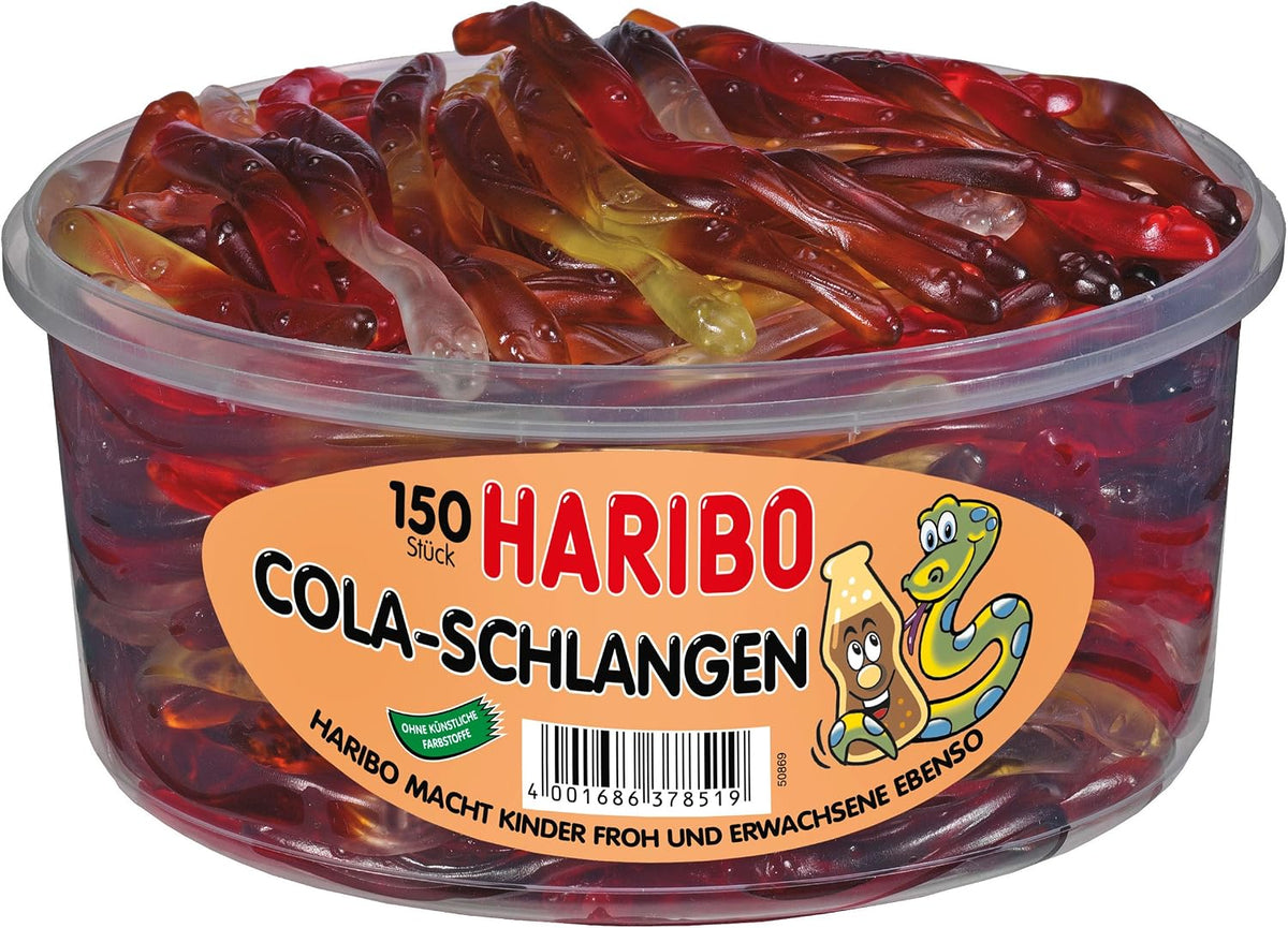 Haribo Serpents cola - boîte de 150 pièces (1,05 kg)