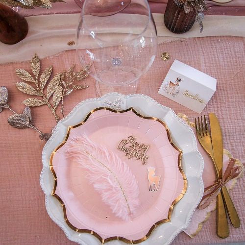 Ruban en velours - Bois de Rose et bordure Or (1cm x 5m)