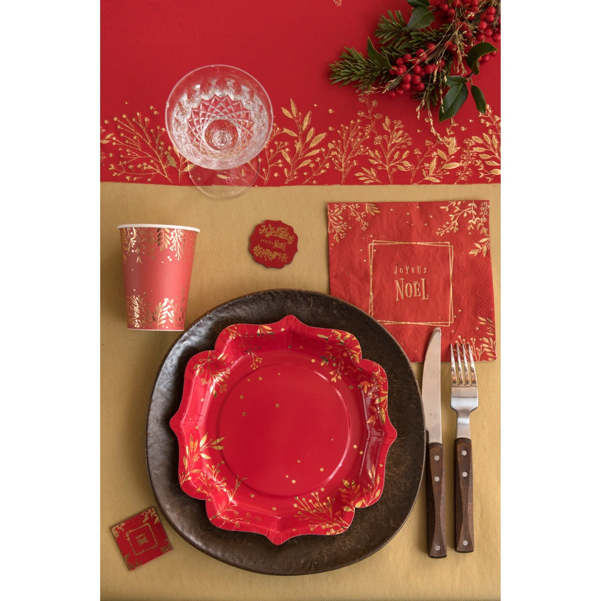 Gobelets - Feuilles d'hiver Rouge (10pcs)