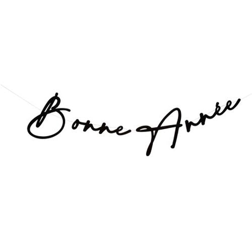 Guirlande "Bonne Année" en papier velours - Noir (1,20m)