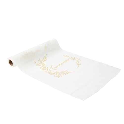 Chemin de table Communion avec Feuilles dorées