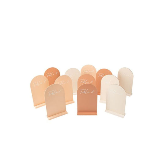 Marque-Tables en bois - Nude, Blush et Terracotta