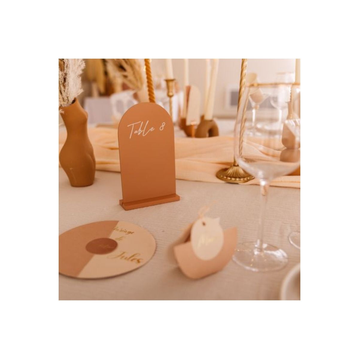 Marque-Tables en bois - Nude, Blush et Terracotta