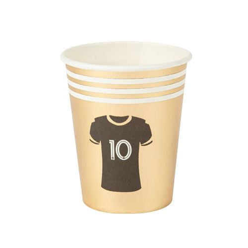 Gobelets Football or, blanc et noir 255 ml (8 pièces)