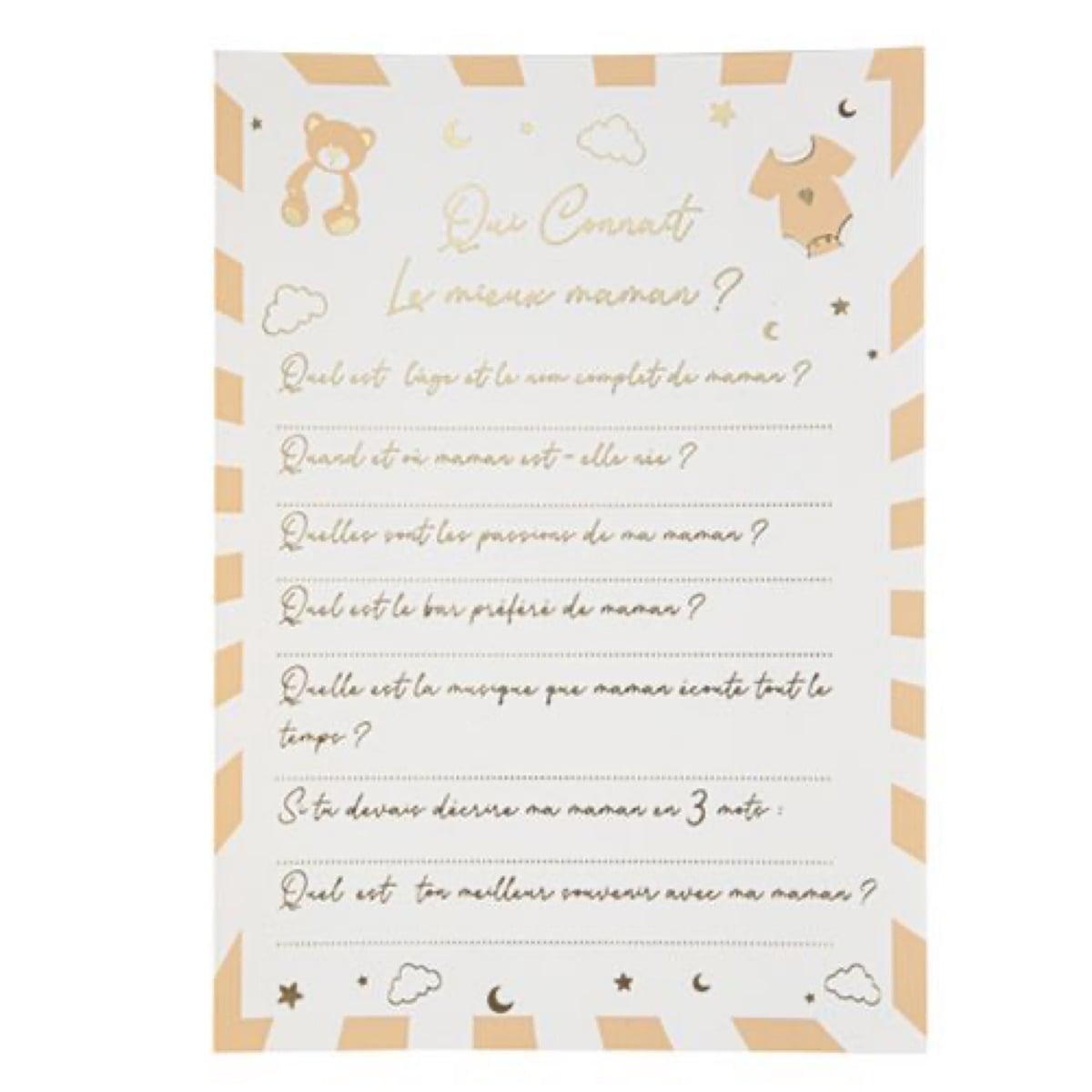 Carte Jeux "Qui connait le mieux maman ?"