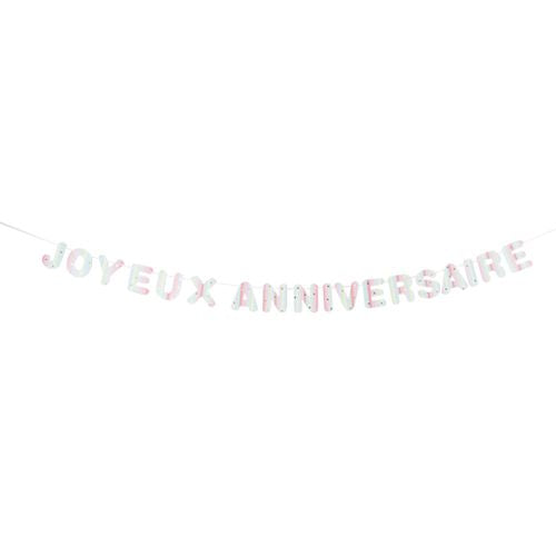 Guirlande Joyeux Anniversaire Mahault - Pastel et Or (4m)