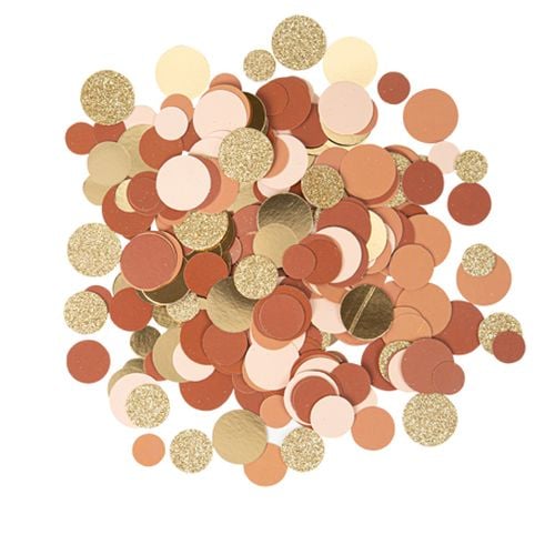 Confettis Ronds Terracotta, Or et Paillettes