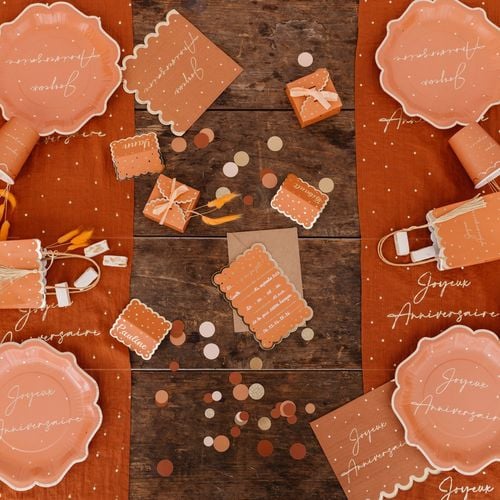 Confettis Ronds Terracotta, Or et Paillettes