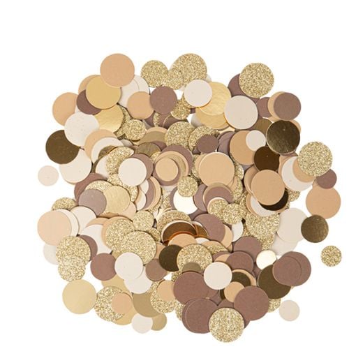 Confettis Ronds Camel, Or et Paillettes