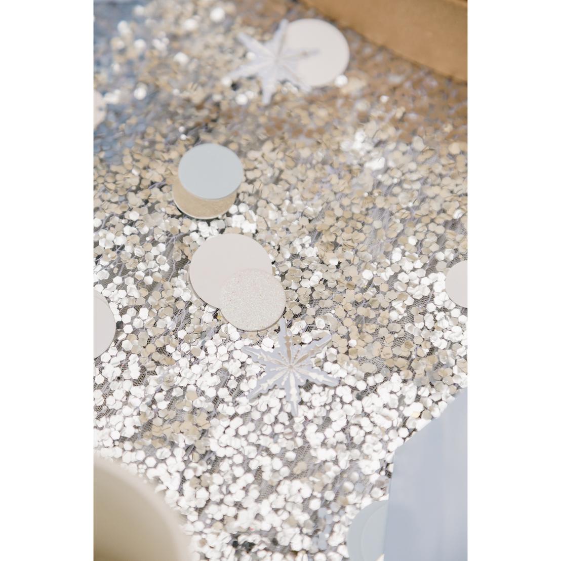 Confettis Papier Bleu, Blanc, Argent et Paillettes irisées (14g)