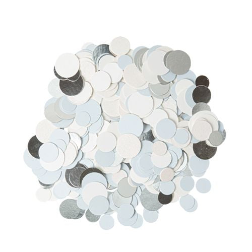 Confettis Papier Bleu, Blanc, Argent et Paillettes irisées (14g)