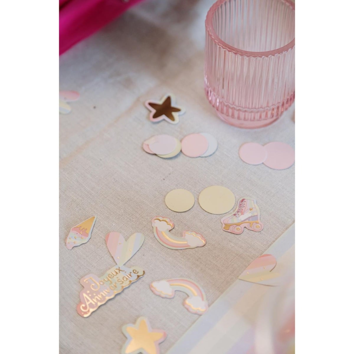 Confettis Rond - Pastel et Or