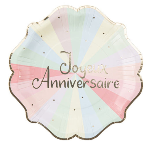Assiettes Joyeux Anniversaire Multicolore (8pcs)