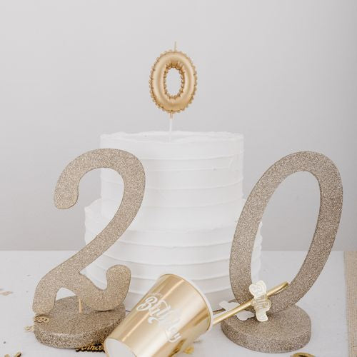 Bougie Chiffre Effet Ballon - Or (8cm)