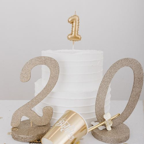 Bougie Chiffre Effet Ballon - Or (8cm)