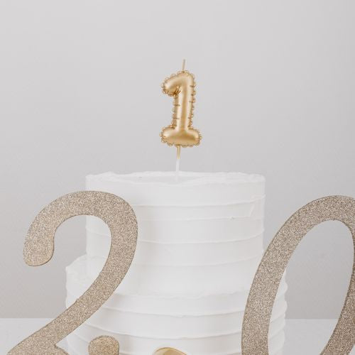 Bougie Chiffre Effet Ballon - Or (8cm)