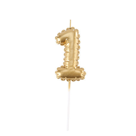 Bougie Chiffre Effet Ballon - Or (8cm)