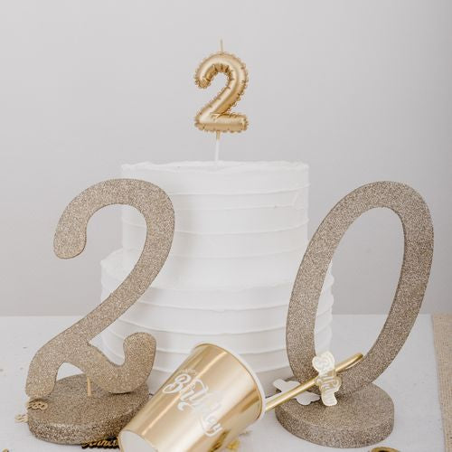 Bougie Chiffre Effet Ballon - Or (8cm)