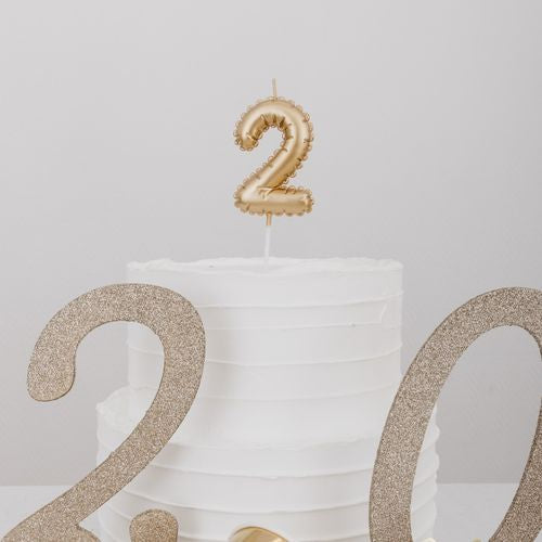 Bougie Chiffre Effet Ballon - Or (8cm)