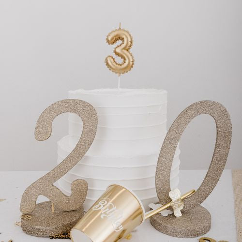 Bougie Chiffre Effet Ballon - Or (8cm)