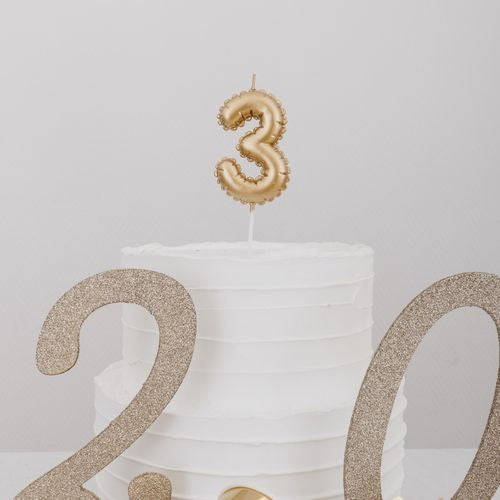 Bougie Chiffre Effet Ballon - Or (8cm)