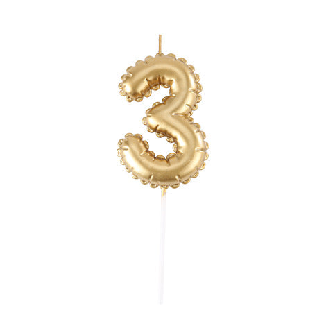 Bougie Chiffre Effet Ballon - Or (8cm)